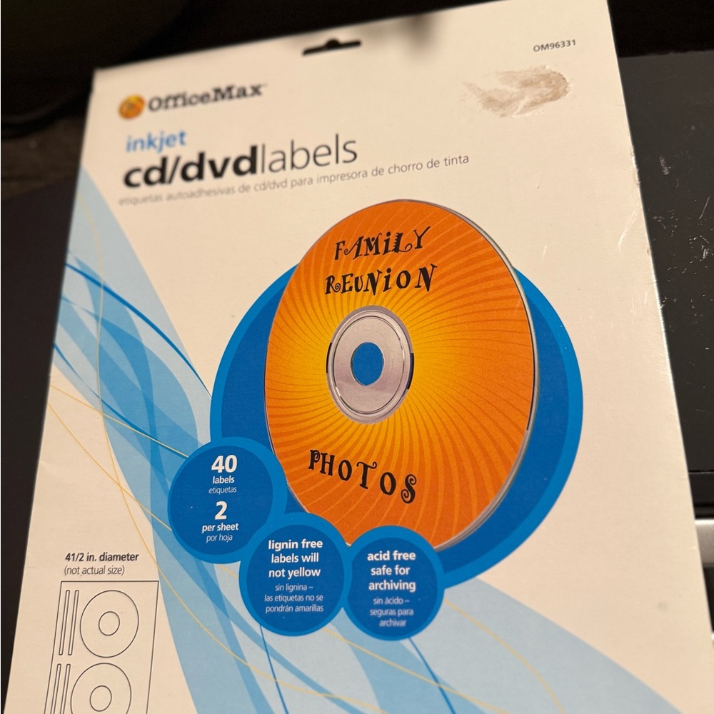 OfficeMax Inkjet CD/DVD Labels